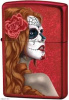 Зажигалка ZIPPO Day of Dead с покрытием Candy Apple Red™, латунь/сталь,красная,глянцевая, 38x13x57мм