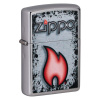 Зажигалка ZIPPO Flame Design с покрытием Street Chrome, латунь/сталь, серебристая, 38x13x57 мм.